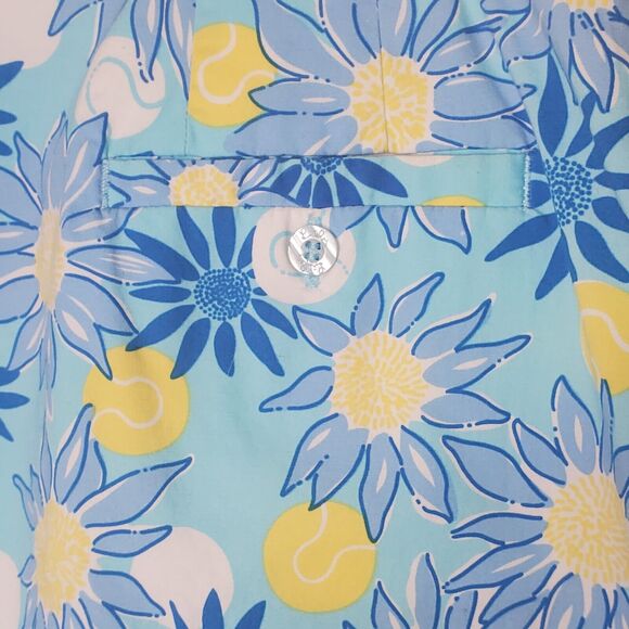 Lilly Pulitzer Vintage Blue Floral Sunflower Bow Skirt Sz 10 - Picture 4 of 9